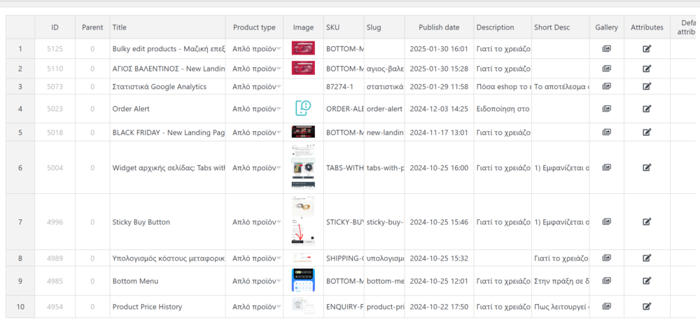 Bulky edit products – Μαζική επεξεργασίων πολλαπλών προϊόντων